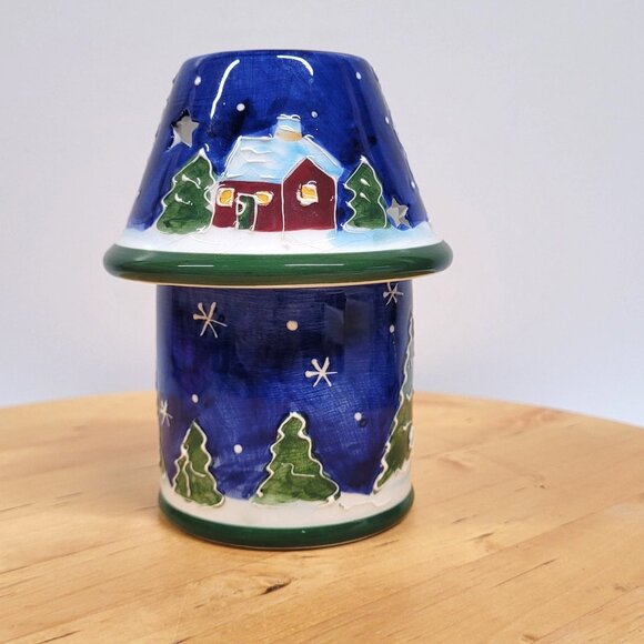 Christmas Candle Holder Tealight with Shade Linens and Things 5 1/2'' Chip - Picture 1 of 7